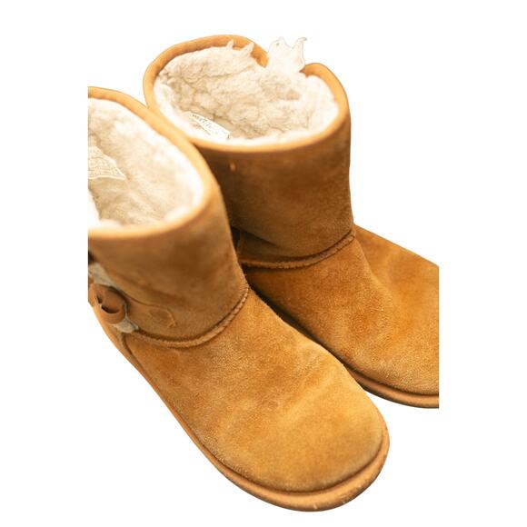 Koolaburra by UGG Koola Bow Short Chestnut Suede Shearling Boots Women’s Size 3 - Picture 4 of 7